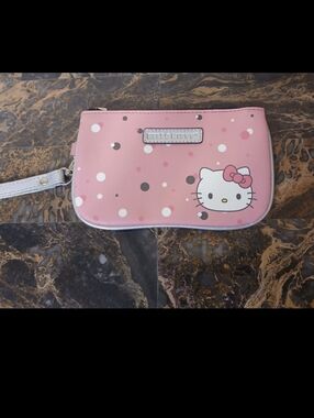 Hello Kitty Pink Polka Dot Wristlet Pouch with White Strap